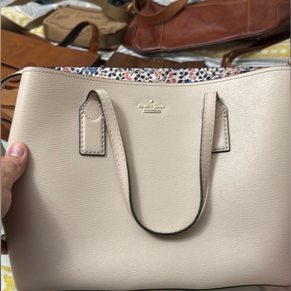 Kate Spade Beige Tote with Floral Interior